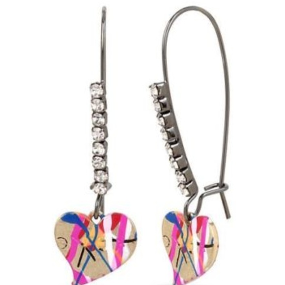 Betsey Johnson Jewelry - Betsey Johnson HEART DROP EARRINGS